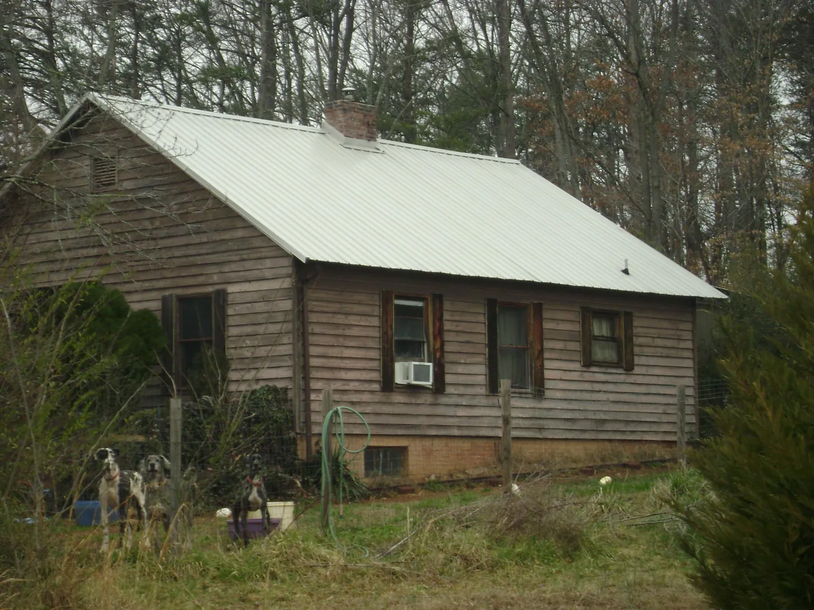 White metal roof on an old wood sided farmhouse, from a Asphalt Shingle Roof Repair job in Powhattan